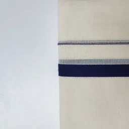 Chithra Fabrics 100% Cotton l Kerala Dhoti | Traditionally Woven 4.00'Meter Double Mundu l With Attractive ½'Inch Ink Blue Border Solid Men Dhoti image 4