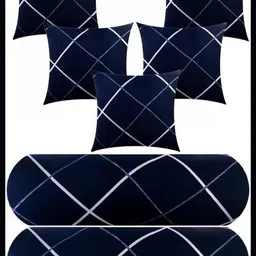 urmila creation 5 Cushion 2 Bolster Microfibre Stripes Bolster Pack of 7-picture-21