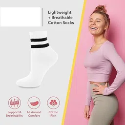 wklouyhe 6 Pairs Ladies Black White Low Cut Sports Socks Breathable Crop Ankle Liners for Women_Free Size image 2