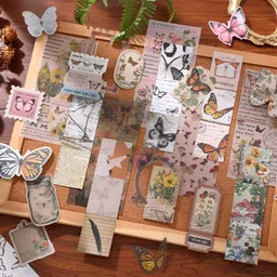 INOBECK Vintage Journal Scrapbook Kit - A6 Notebook, Stickers, DIY Set with Aesthetic Vintage & Creative Décor Journaling Supplies. Ideal Gifting for Teens, Girls (Nature Butterflies Story) image 5