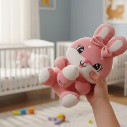 the thoughtful gifts Pink Bunny Soft Toy with Milk Bottle - 23 cm image 4