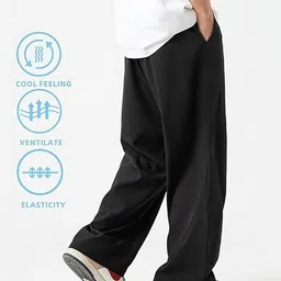 imsa moda Men Solid Black Track Pants image 2