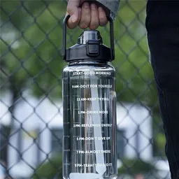 greendark Motivational Time Marker Water Bottle with Straw & Lock Lid 1000 ml Water Bottle image 3