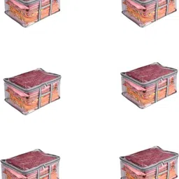 alam enterprises Sari Cloth Storeg (Transparent 3,6Pcs) Polyester Laundry Bag-image-33