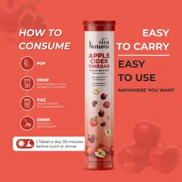 naturalvita Apple Cider Vinegar Effervescent Tablet for Weight Loss with Mother Vita B6 B12 image 4