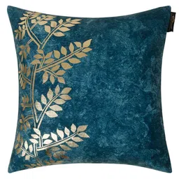 hosta homes Blue Velvet Floral 16X16 Inches Cushion Covers (Pack of 2) image 3