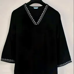 Casual Flared Sleeves Printed Women Black Top-image-1