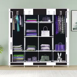 mezire 3 door 12 Rack Print PP Collapsible Wardrobe image 2