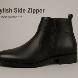 kraasa Men’s Stylish Vegan Leather with Side Zipper Boots For Men image 2