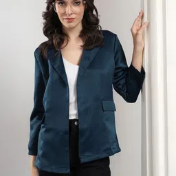kotty Women Solid Mandarin Casual Blazer image 2