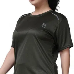nd Women Solid Round Neck Polyester Black T-Shirt image 4