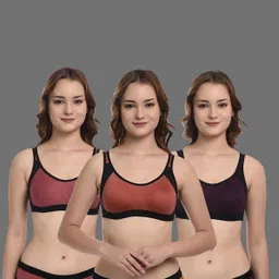 ashmiras Pack of 3 Women Sports Non Padded Bra-picture-27