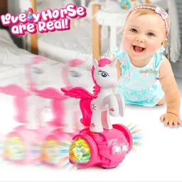 sjvj Musical Dancing Toys for Kids 360 Degree Rotating Bump N Go Unicorn Light&Sound image 2