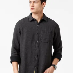 wrogn Men Slim Fit Solid Spread Collar Casual Shirt-picture-31