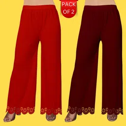 ecoundies Pack of 2 Women Straight Fit Multicolor Lycra Blend Trousers-picture-19