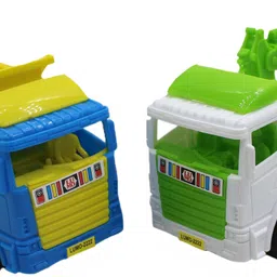 neoinsta shopping Set of 2 Combo Friction powered White|Green JCB and Blue|Yellow dumper trucks image 5