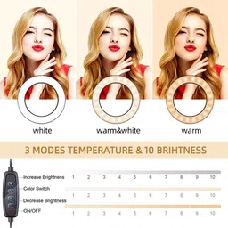 Wanzhow New Arrival Selfie Ring Light with Tablet Holder & Cell Phone Holder - Ring Light for ios & Android, Ring Light for Live Stream/ Makeup, YouTube, Video, Photography, Vlogging, Live Streaming etc. Ring Flash image 3