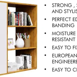 hexa red Wooden Book Shelf for Home, Living Room, Office, Multipurpose Rack, Engineered Wood Open Book Shelf image 5