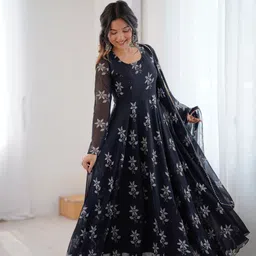 parv enterprise Printed Georgette Stitched Anarkali Gown-picture-14