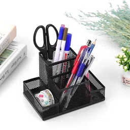 gmee Multi-Functional Metal Mesh Pen Pencil Stand Office Desk Organizer Clip Holder 1 Art Metal Pencil Box image 4
