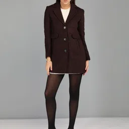 honnete 100 % Polyester Solid Coat For Women-picture-33