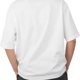 alone eagle Men Solid Round Neck Pure Cotton White T-Shirt image 2