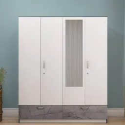 nilkamal Marbito 4 Door Wardrobe in White Finish with Mirror-picture-29
