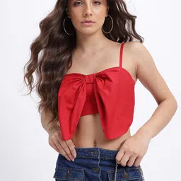 Casual Regular Sleeves Solid Women Red Top-image-50