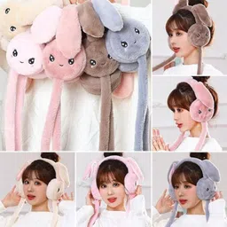 babeestar Cute Rabbit Bunny Design Soft Ear Moving Multicolor Earmuff for Girls & Kids Ear Muff image 5