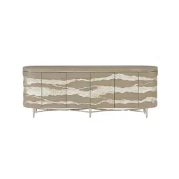 the flamingo life Gala Premium Metal Sideboard In Champagne Colour image 3