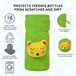 mw prints Soft Plush Baby Feeding Bottle Cover (60-125 ml) with Cartoon Strap, Durable image 3