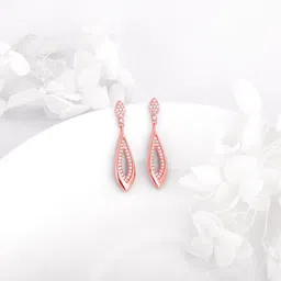giva 925 Silver Rose Gold Halo Drop Earrings|Lifetime Plating|6 Month Warranty Zircon Sterling Silver Drops & Danglers-picture-21