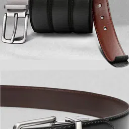 provogue Men Formal Black, Brown Artificial Leather Reversible Belt image 2