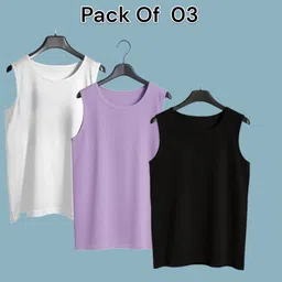 Pack of 3 Lavenir Solid Print Combo Polyster Sando For Men Men Vest-picture-12