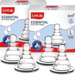 luvlap Anti-Colic Essential Teat/Nipple for Slim/Regular Neck Bottle, 6m+ Fast Flow Nipple-picture-34