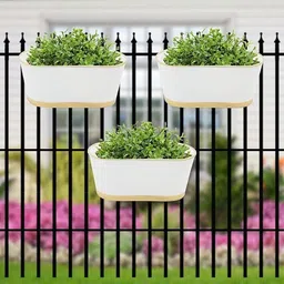 thing maker Set of 3 Metal Hanging Planters for Balcony, Railing, Garden & Indoor Use Plant Container Set-picture-29