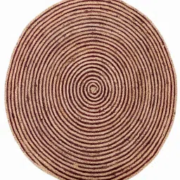 mric Brown Geometric Jute 3 ft x 3 ft Hand Woven Round Carpet image 2