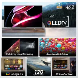 hisense U6K 164 cm (65 inch) QLED Ultra HD (4K) Smart Google TV With Full Array Local Dimming, Hands Free Voice Control, Dolby Vision and Atmos (65U6K) image 4