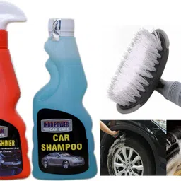 LEATHER SHINER SPRAY 250ml.+ CAR SHAMPOO 250ml.+All Tyre Cleaning Brush Combo-image-6