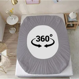 tiwanshi 350 TC Cotton King Self Design Fitted (Elastic) Bedsheet image 4