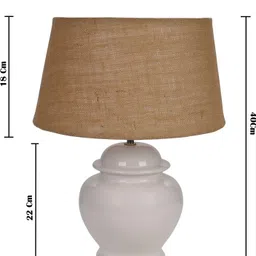 homesake Ceramic Pot Shaped Base White Table Lamp with Jute Shade, LED Bulb Table Lamp image 3