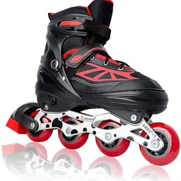 4 Wheels Adjustable Skating for Kids | Red Inline Skates (Red) In-line Skates - Size 6-11 UK-image-72