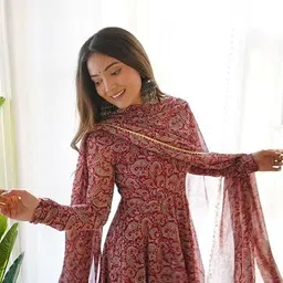 iethniya Printed Georgette Stitched Anarkali Gown image 2