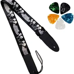 urban infotech Acoustic Printed Design Adjustable Nylon Acoustic Guitar Strap Belt with Picks Guitar String-picture-15