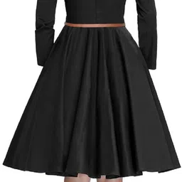 dream beauty fashion Women Fit and Flare Black Knee Length Dress image 4
