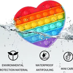 shivsoft Kids Pop-it Fidget Toys, Bubble Pop It Push Fidget Toy for Unisex Kids & Adults, Stress Relief and Hand Exercise Toy Multi-Color (Heart Shape,Pack of 1) image 2