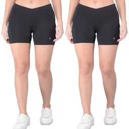 comfort lady Pack of 2 Solid Women Black Cycling Shorts-picture-24