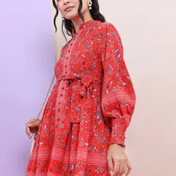 tokyo talkies Women Fit and Flare Red Mini/Short Dress image 5