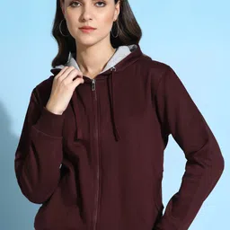 alan jones Women Full Sleeve Solid Hooded Sweatshirt image 1