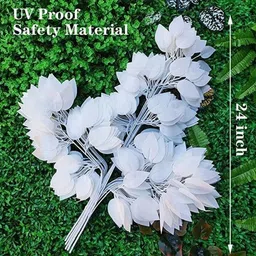 aunique Artificial White Ficus Leaf Bunch for Home & Office Decoration Bonsai Artificial Plant image 2